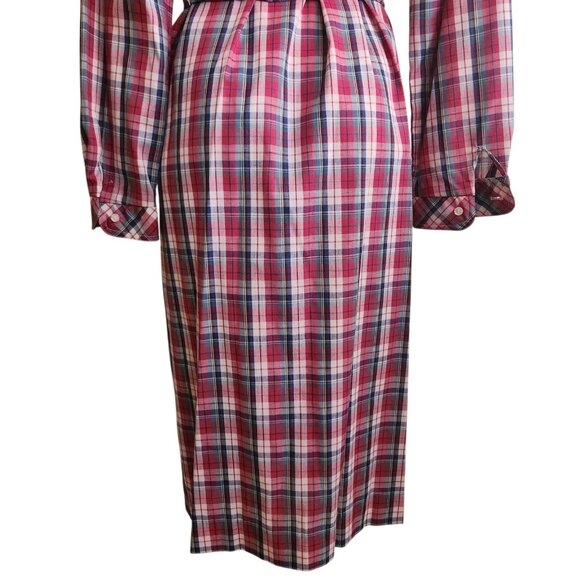 Vintage Lanz 1970s Belted Shirt Dress Western Red White Plaid Print Size 11/12 - Picture 9 of 16